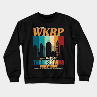 Thanksgiving Day WKRP Turkey Drop in Cincinnati City Skyline Silhouette Crewneck Sweatshirt